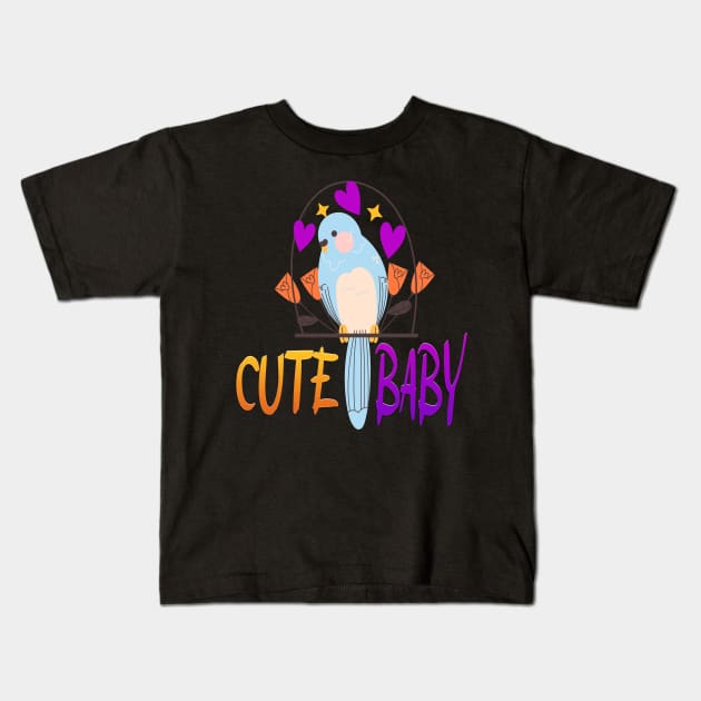 (Parrot) Cute baby Kids T-Shirt by Abouharoune